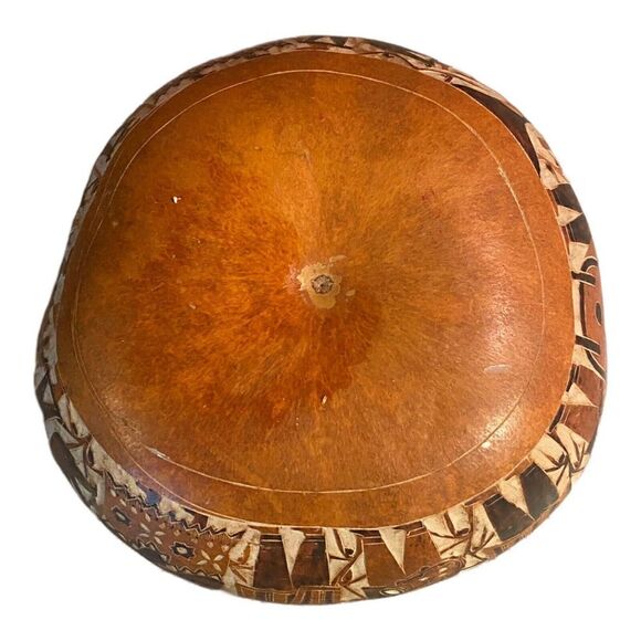Vintage Peruvian Storyteller Detailed Hand Carved Gourd 6”Peru Folk Art - Picture 8 of 11